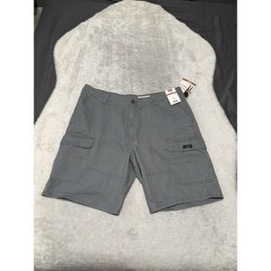 New Wrangler Relaxed Flex Gray Mens Cargo Shorts 10" Inseam Size 38 Stretch